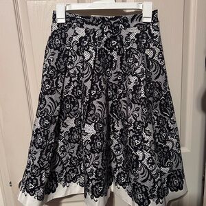 White House Black Market Black and White Floral Skirt